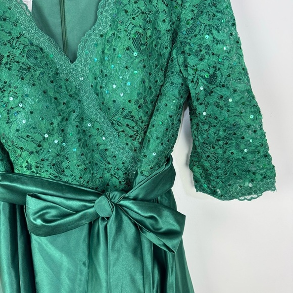 Lanting Forrest green Fit & Flare Sequined Maxi Dress Wedding Christmas Gown - Picture 4 of 6